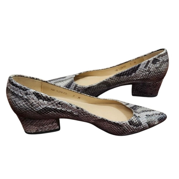 Stuart Weitzman Snakeskin Embossed Leather Pumps Heels Gray Women’s Size 7 Party - Picture 9 of 16